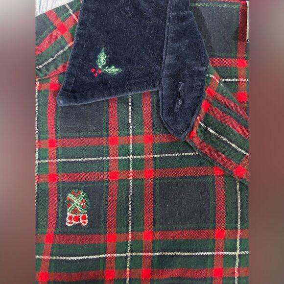 Bobbie Brooks Velvet Collar Embroidered Plaid Holiday Button Up 80s Top Size S - Picture 4 of 8